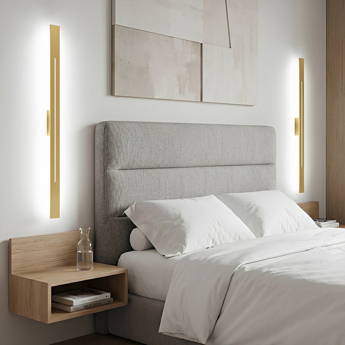 Minimalistische LED-wandlamp stijlvol smal design goud zwart dimbaar modern interieur woonkamer slaapkamer | Sulvida