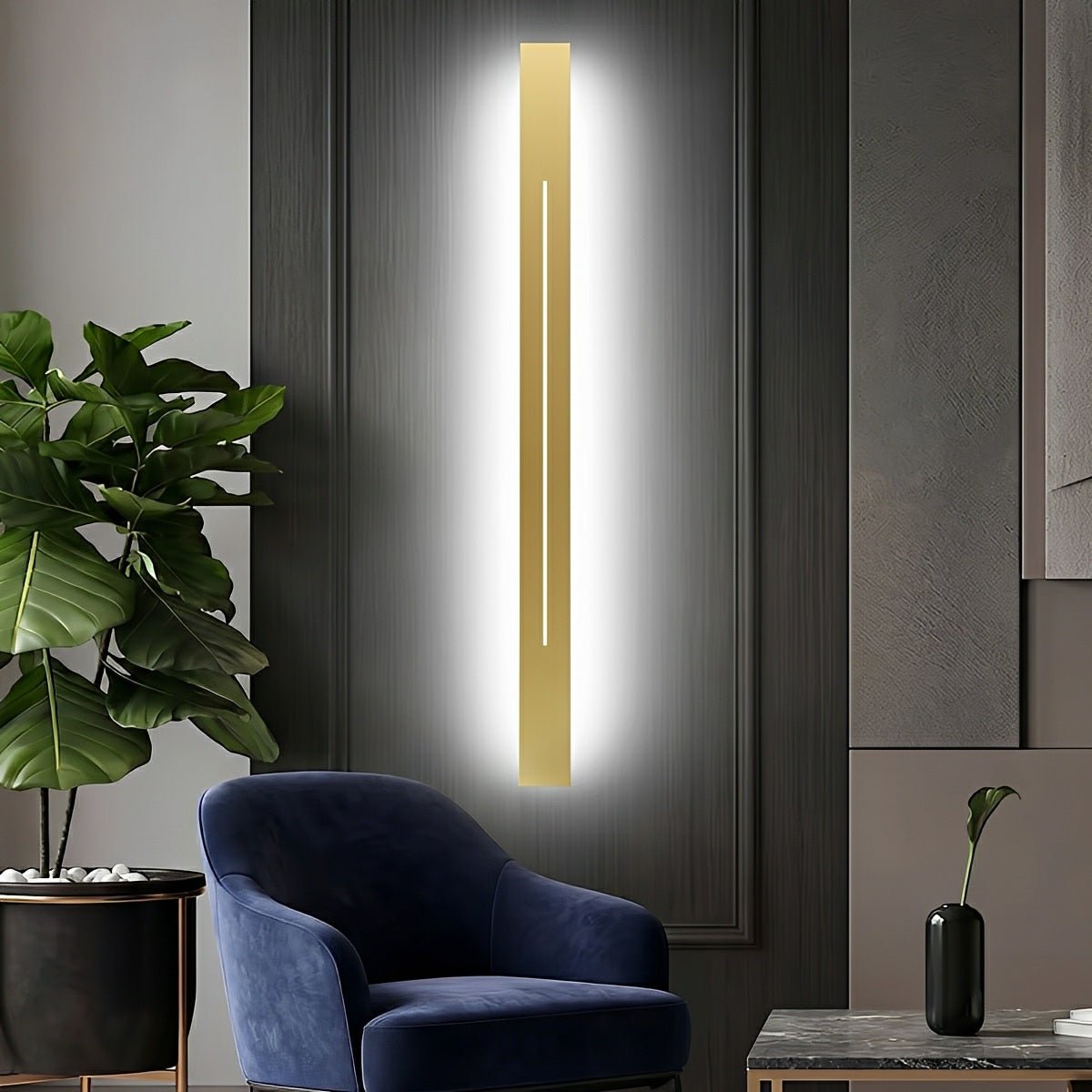 Minimalistische LED-wandlamp stijlvol smal design goud zwart dimbaar modern interieur woonkamer slaapkamer | Sulvida