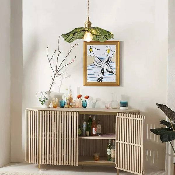 Glazen Hanglamp Bloem met Messing Details Plafondlamp Eetkamer Slaapkamer Woonkamer Retro Verlichting | Sulvida