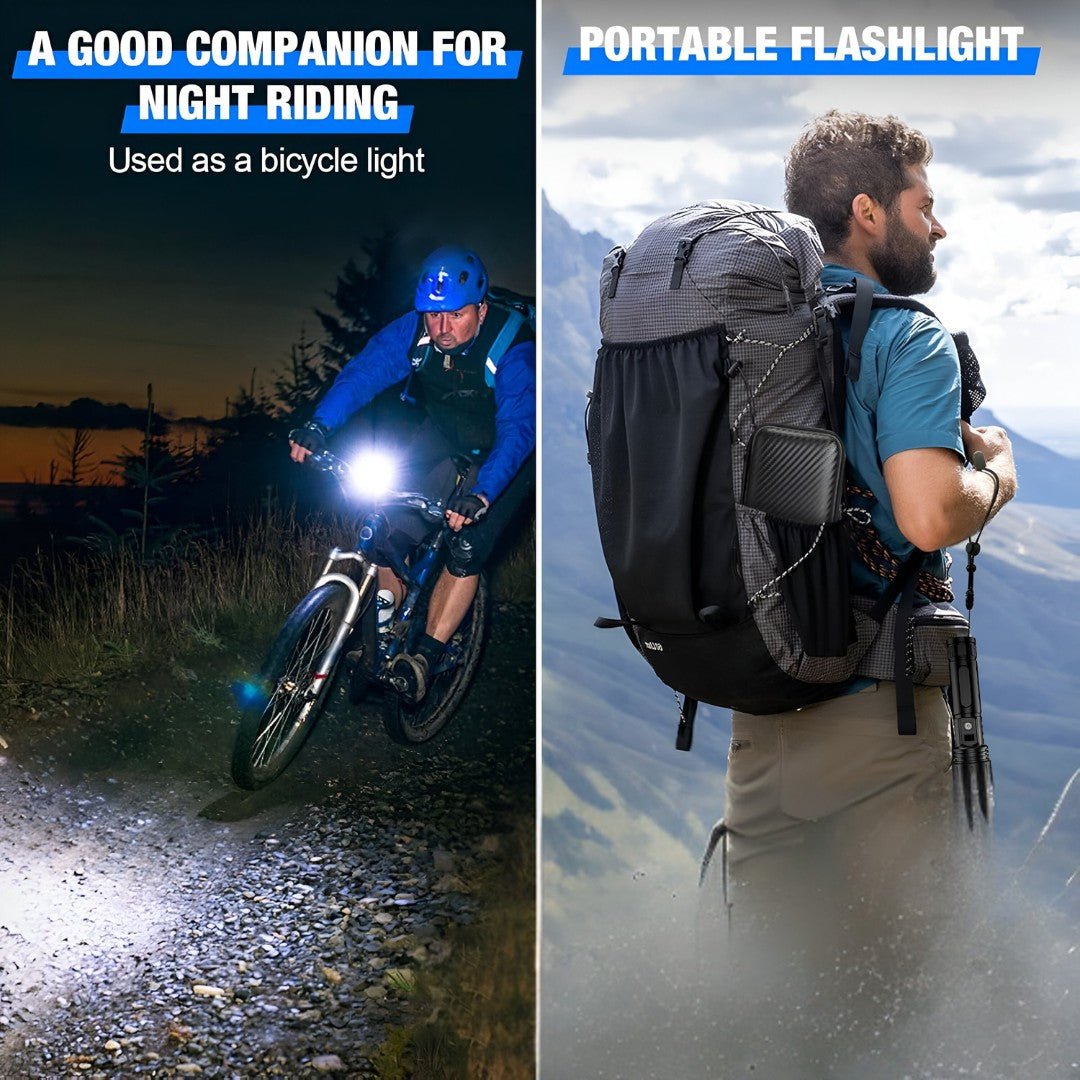 Oplaadbare LED-Zaklamp 100.000 Lumen met Powerbank Functie Type-C Zoombaar Tactisch voor Camping en Outdoor | Sulvida