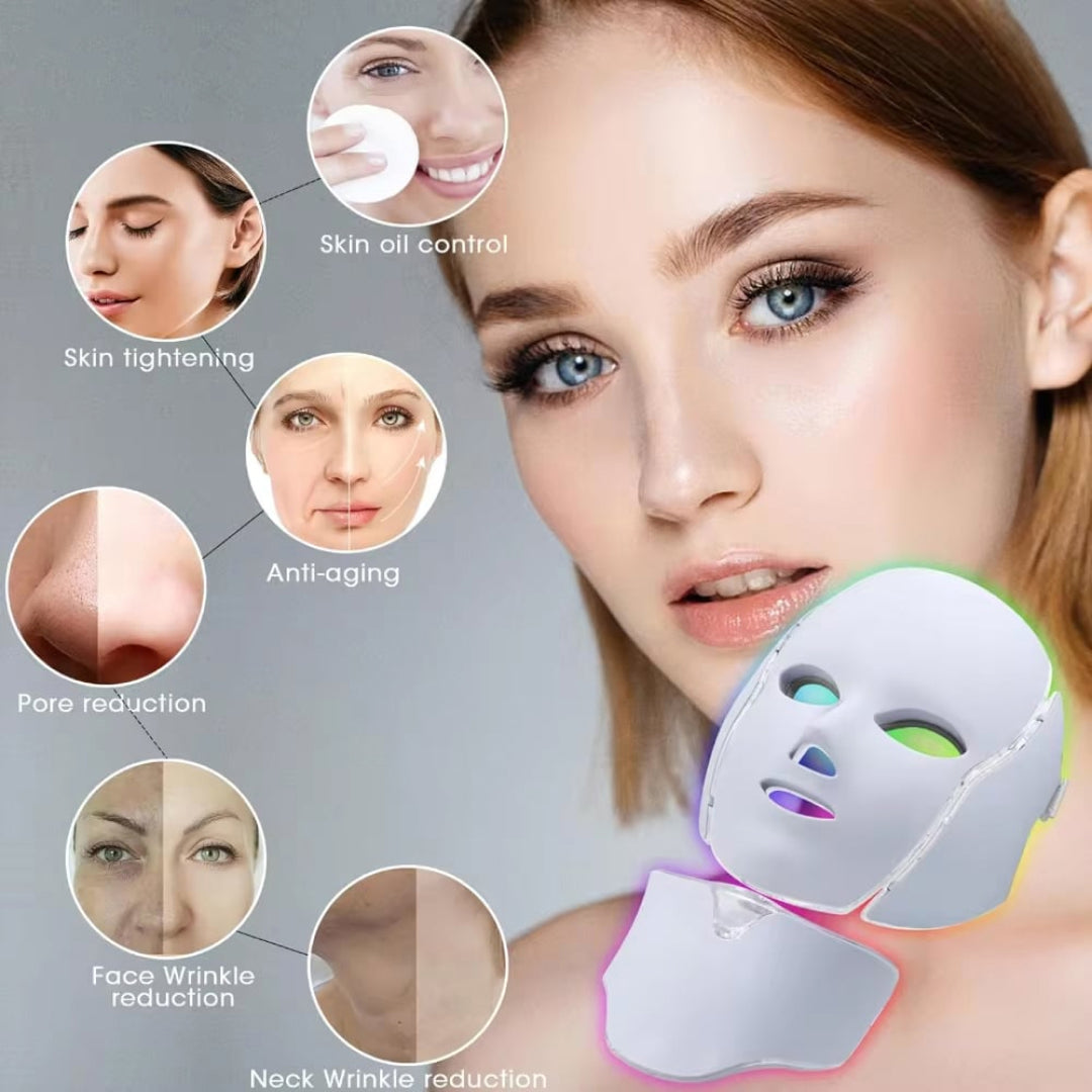 Masque LED pour le visage pour le rajeunissement de la peau – Soin de beauté anti-âge à domicile – 5 thérapies par la lumière | Sulvida