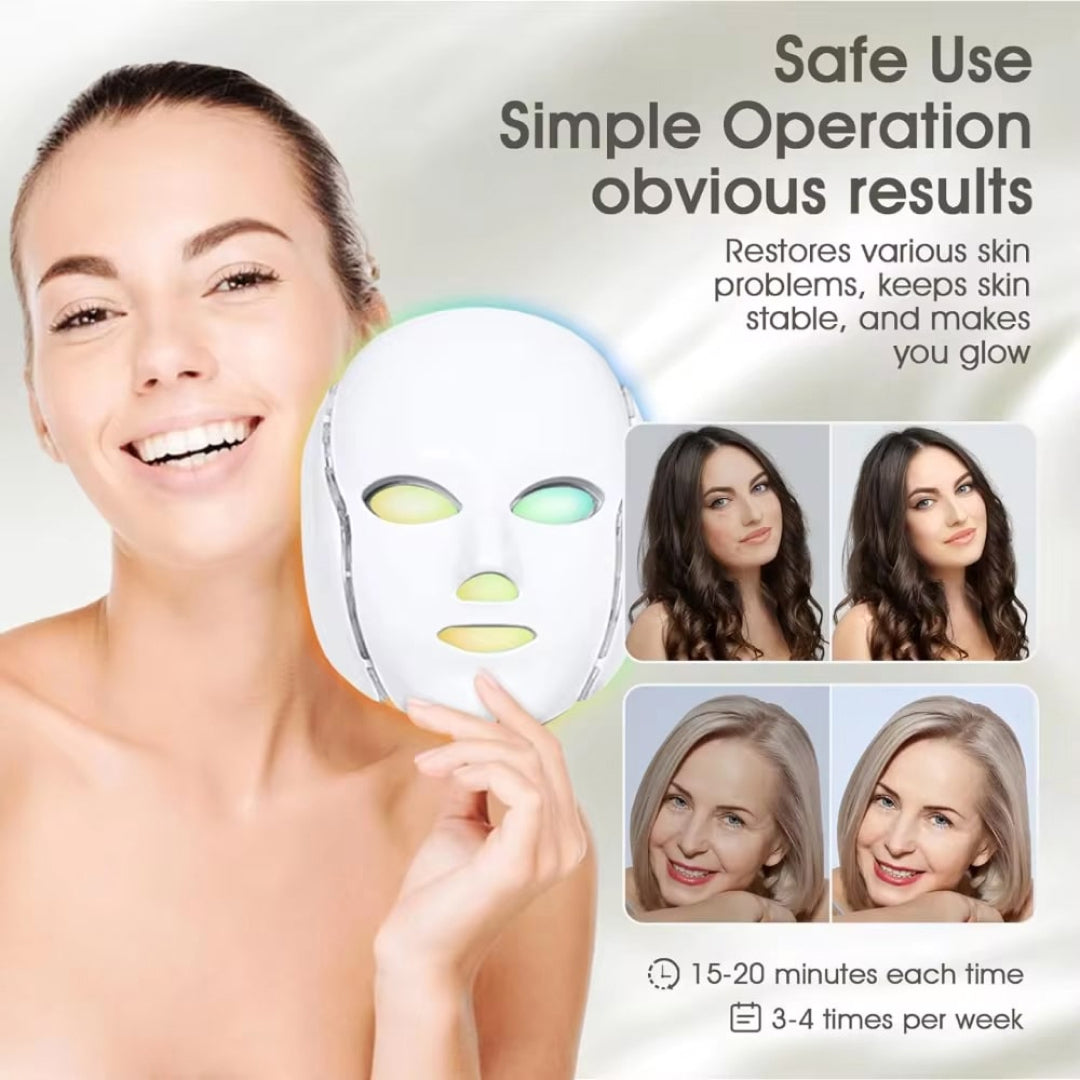 Masque LED pour le visage pour le rajeunissement de la peau – Soin de beauté anti-âge à domicile – 5 thérapies par la lumière | Sulvida