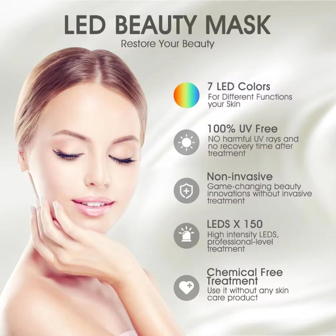 Masque LED pour le visage pour le rajeunissement de la peau – Soin de beauté anti-âge à domicile – 5 thérapies par la lumière | Sulvida