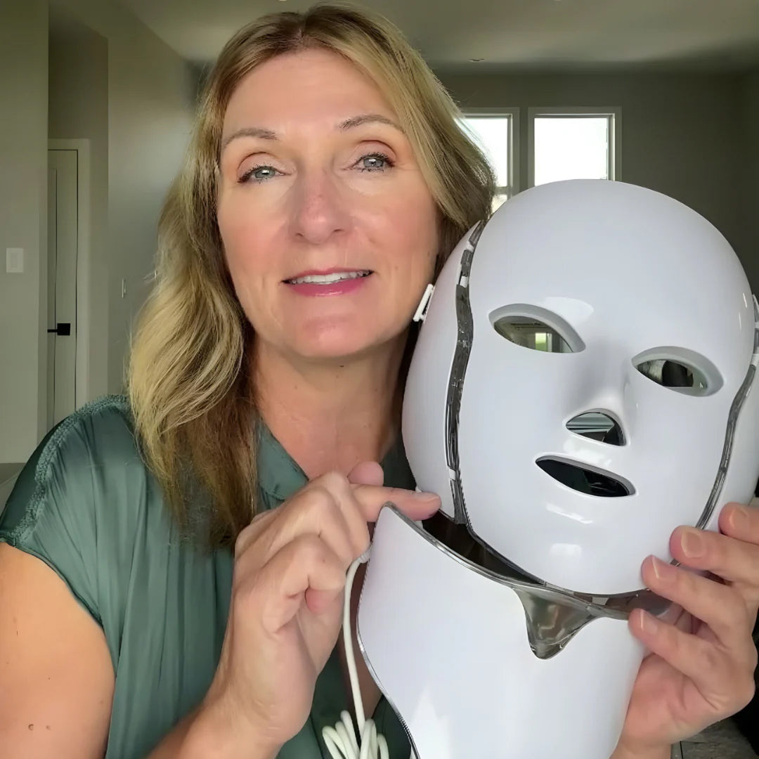 Masque LED pour le visage pour le rajeunissement de la peau – Soin de beauté anti-âge à domicile – 5 thérapies par la lumière | Sulvida