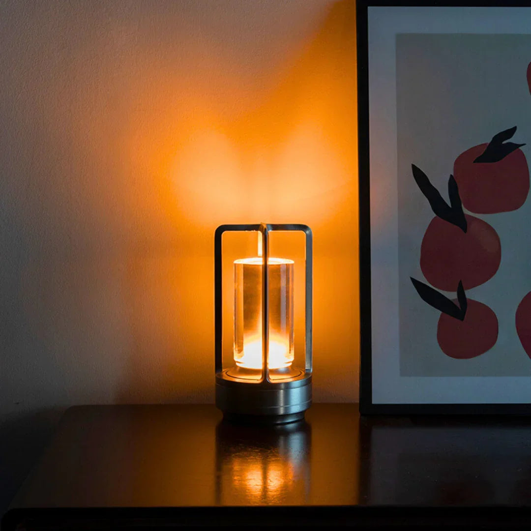 Draadloze tafellamp met kristalglas dimbaar touch oplaadbaar sfeerverlichting interieur batterij LED | Sulvida