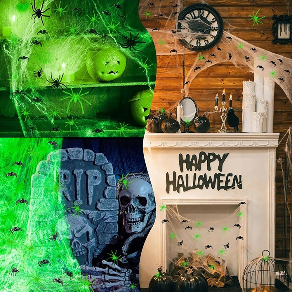 Fosforescerend Spinnenweb Decoratie 13.000 Draden Halloween Feest Decoratie Binnen Buiten Glow in the Dark | Sulvida