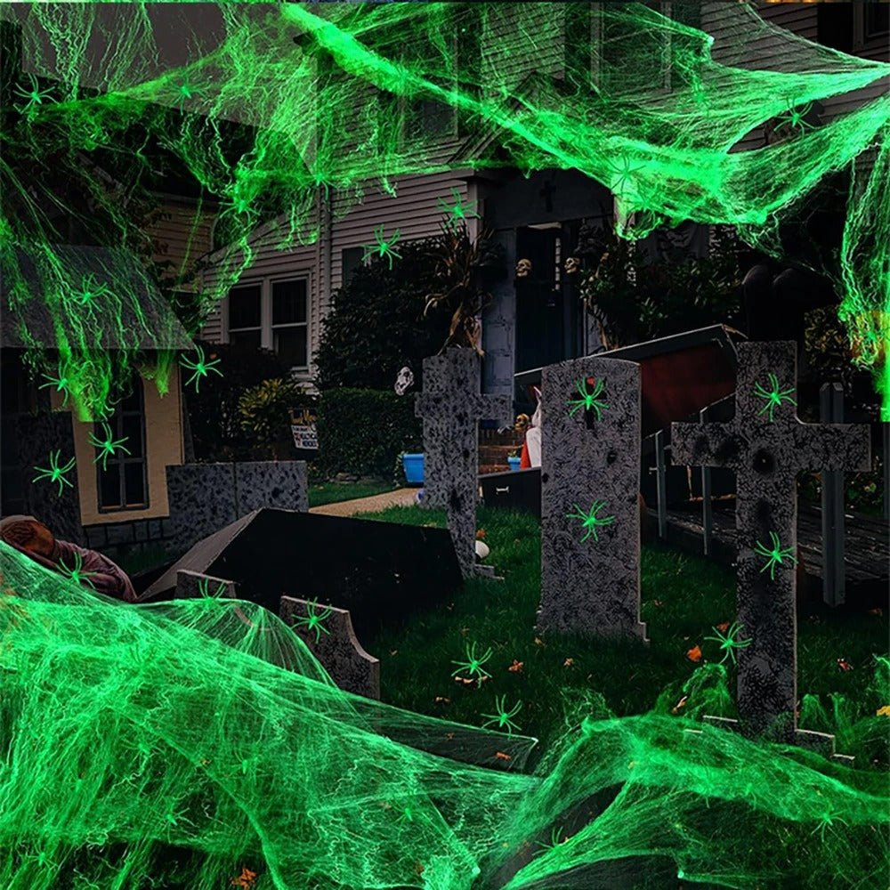 Fosforescerend Spinnenweb Decoratie 13.000 Draden Halloween Feest Decoratie Binnen Buiten Glow in the Dark | Sulvida