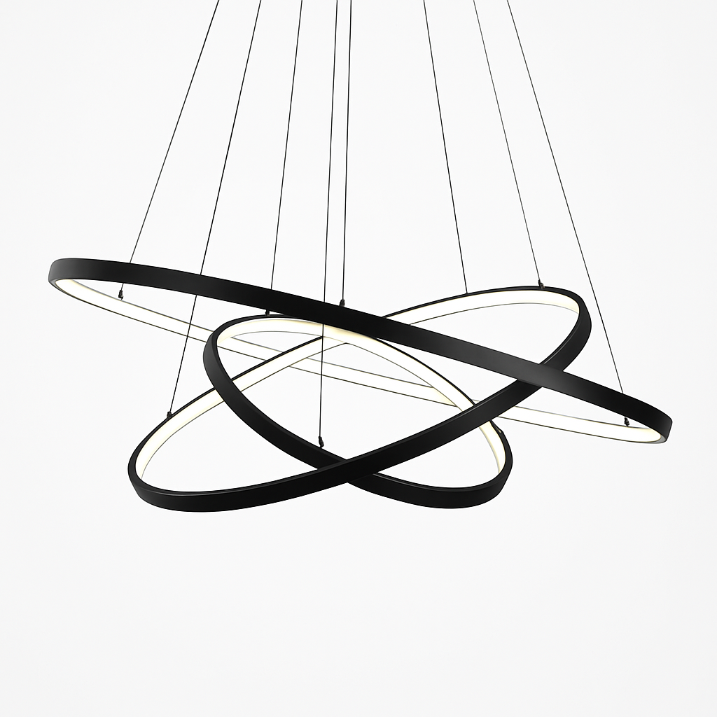 Hanglamp met LED-ringen modern zwart wit design eettafel woonkamer verlichting stijlvol dimbaar optioneel | Sulvida