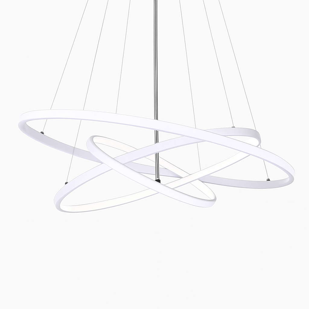 Hanglamp met LED-ringen modern zwart wit design eettafel woonkamer verlichting stijlvol dimbaar optioneel | Sulvida