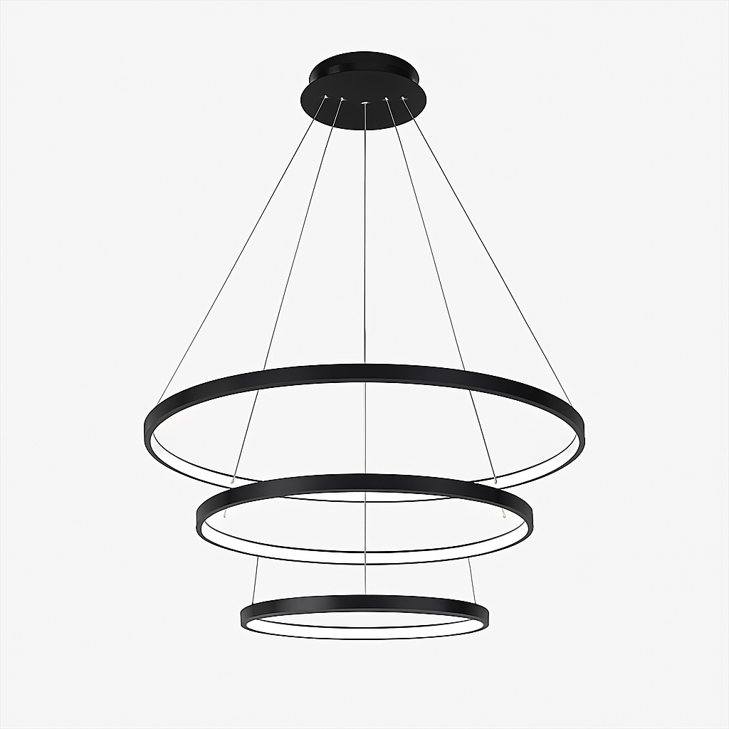 Hanglamp met LED-ringen modern zwart wit design eettafel woonkamer verlichting stijlvol dimbaar optioneel | Sulvida