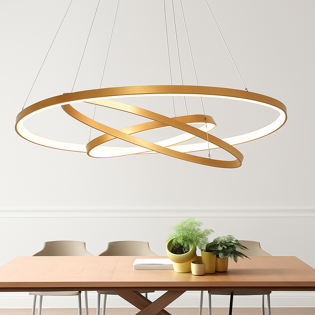 Modern LED Plafondlamp met Ringen Zwart Wit Goud Dimbaar Aluminium voor Woonkamer Eetkamer Slaapkamer | Sulvida