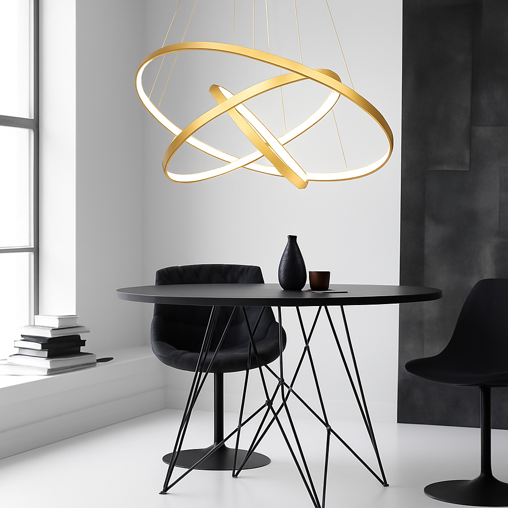 Modern LED Plafondlamp met Ringen Zwart Wit Goud Dimbaar Aluminium voor Woonkamer Eetkamer Slaapkamer | Sulvida