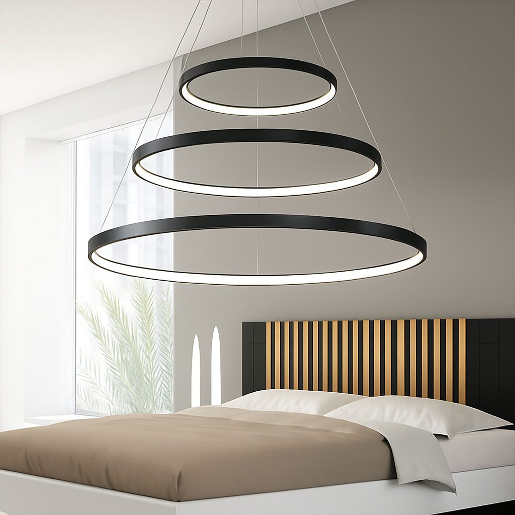 Modern LED Plafondlamp met Ringen Zwart Wit Goud Dimbaar Aluminium voor Woonkamer Eetkamer Slaapkamer | Sulvida