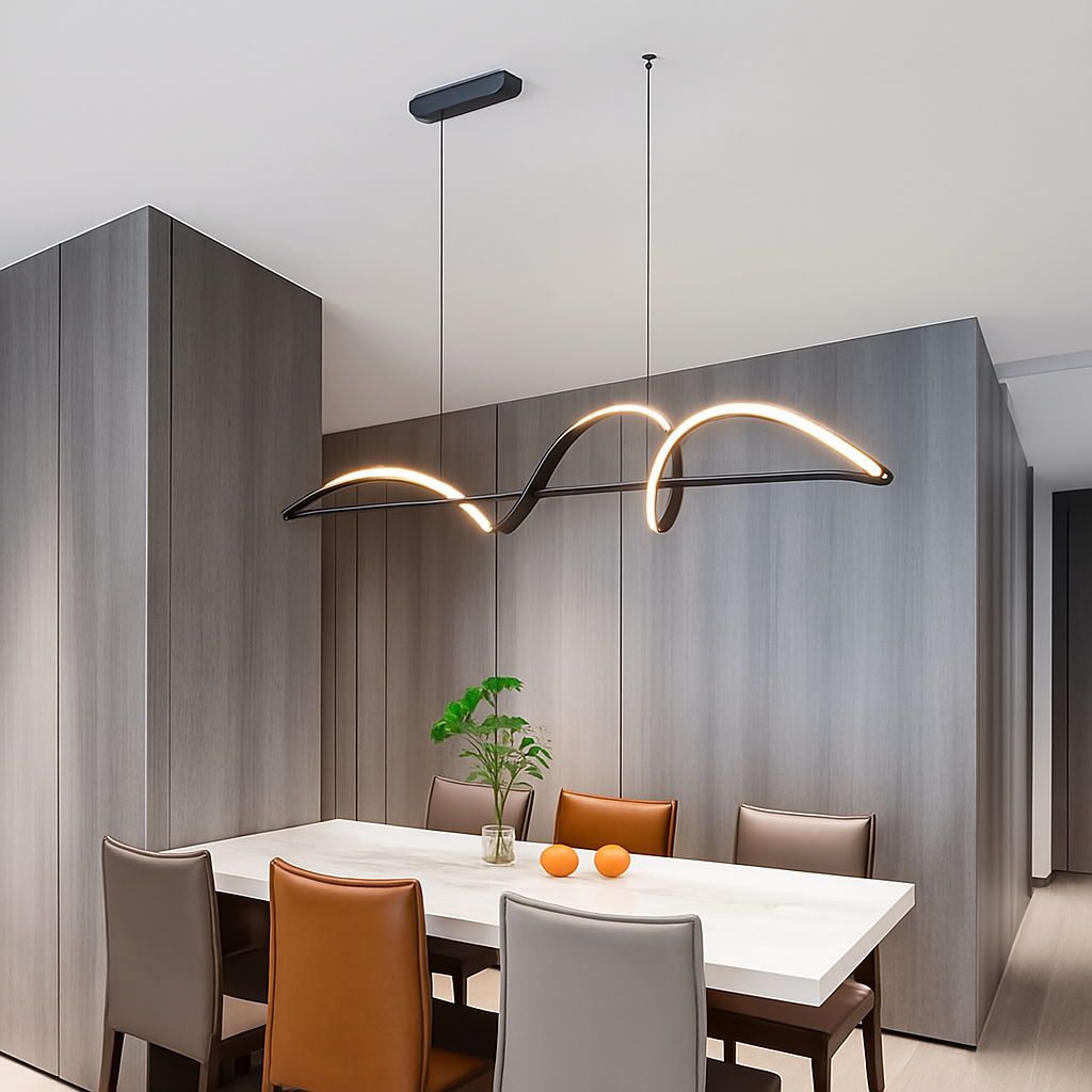 Moderne hanglamp zwart wit goud dimbaar met afstandsbediening voor eetkamer woonkamer plafondlamp design | Sulvida