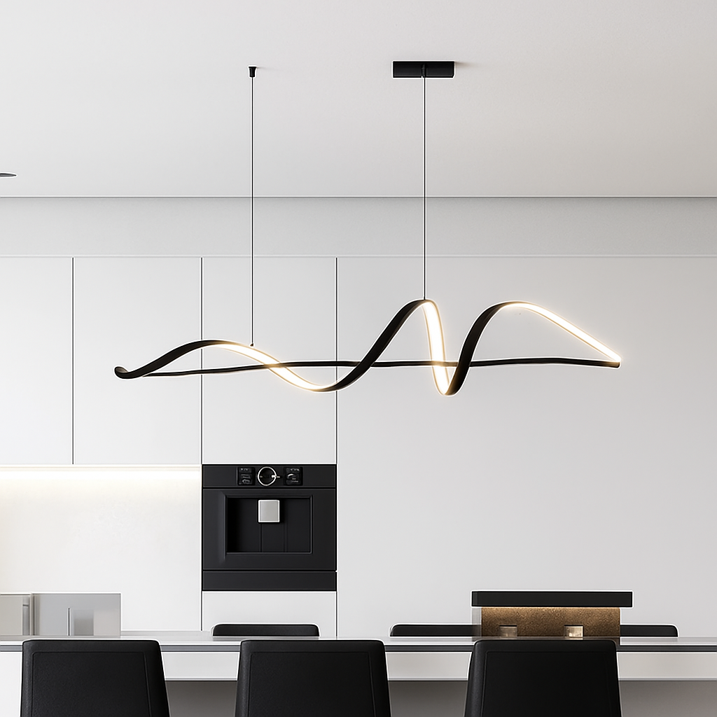 Moderne hanglamp zwart wit goud dimbaar met afstandsbediening voor eetkamer woonkamer plafondlamp design | Sulvida