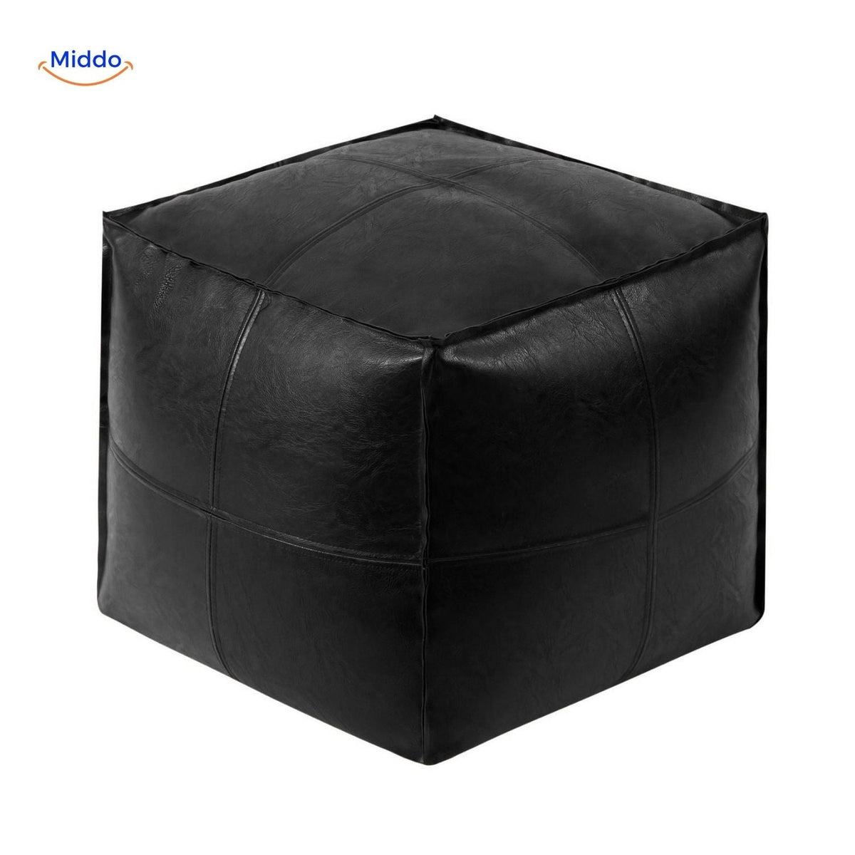 Vulbare Tatami Poef Leren Zitkussen 45x45x40cm Bruin Beige Zwart Oranje Design Zitmeubel Voetenbank Woonkamer | Sulvida