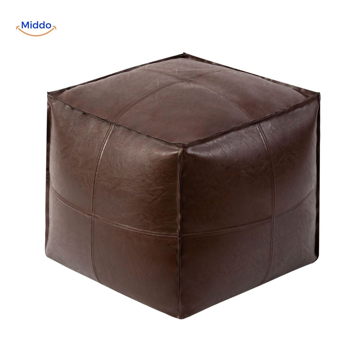 Vulbare Tatami Poef Leren Zitkussen 45x45x40cm Bruin Beige Zwart Oranje Design Zitmeubel Voetenbank Woonkamer | Sulvida