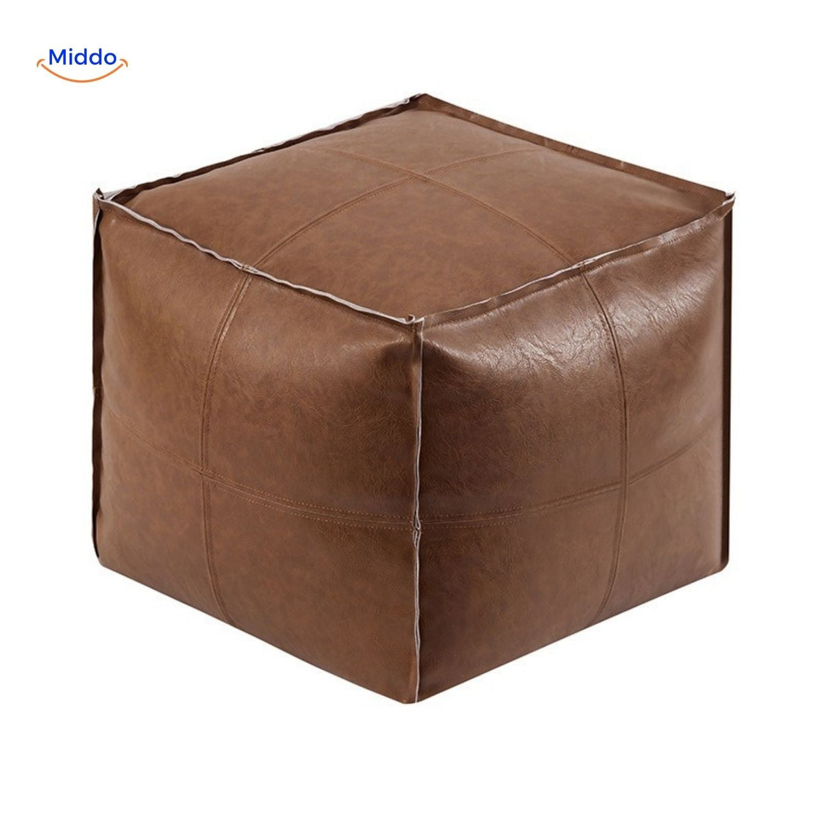 Vulbare Tatami Poef Leren Zitkussen 45x45x40cm Bruin Beige Zwart Oranje Design Zitmeubel Voetenbank Woonkamer | Sulvida