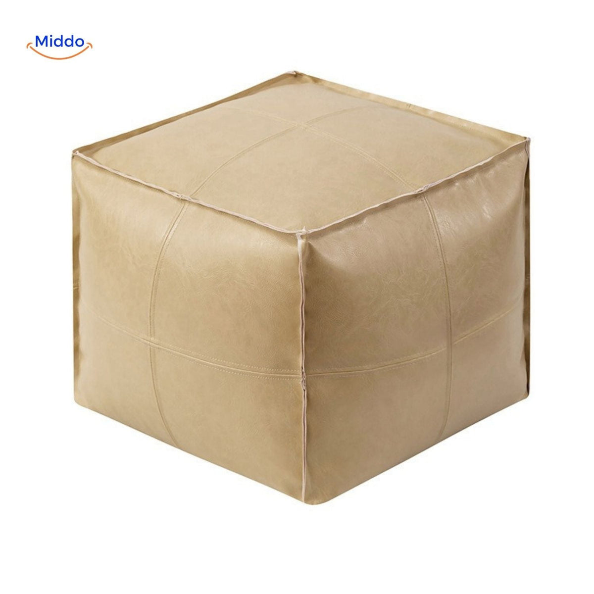Vulbare Tatami Poef Leren Zitkussen 45x45x40cm Bruin Beige Zwart Oranje Design Zitmeubel Voetenbank Woonkamer | Sulvida