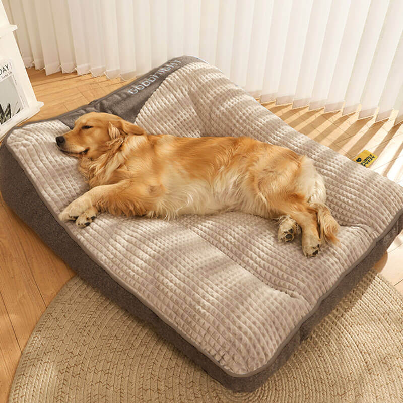 Orthopedisch Hondenbed met Verhoogd Hoofdkussen en Afneembare Hoes – Luxe Ligcomfort voor Honden XL 2XL 3XL in Bruin of Grijs | Sulvida