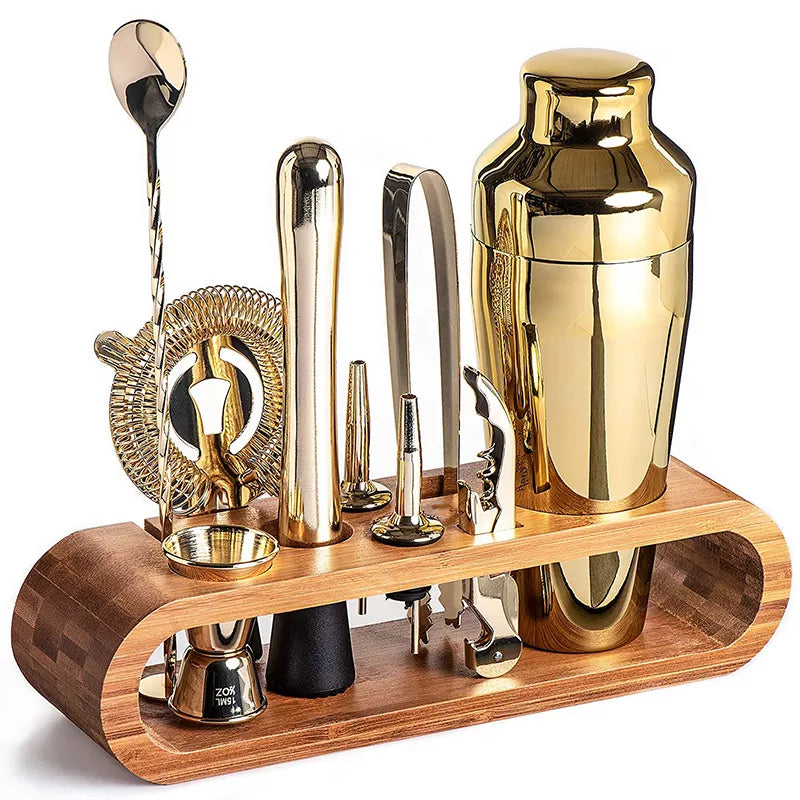 Cocktailshaker set 10-delig roestvrij staal professionele barset met standaard bartender cocktail mixset | Sulvida