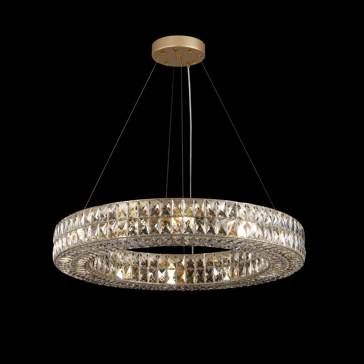 Kristallen Kroonluchter Goud Zilver Ronde Ringen Eetkamer Keukeneiland Verstelbaar Luxe Modern Design LED | Sulvida
