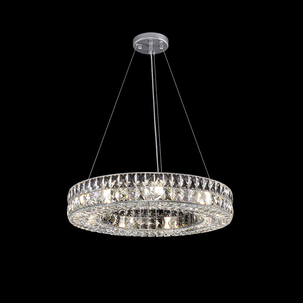 Kristallen Kroonluchter Goud Zilver Ronde Ringen Eetkamer Keukeneiland Verstelbaar Luxe Modern Design LED | Sulvida