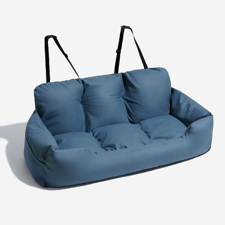 Sac de transport gris pour chien, taille moyenne, avec protection de siège auto et fixation pour harnais, sac de transport sécurisé et couverture de voiture pour chien | Sulvida