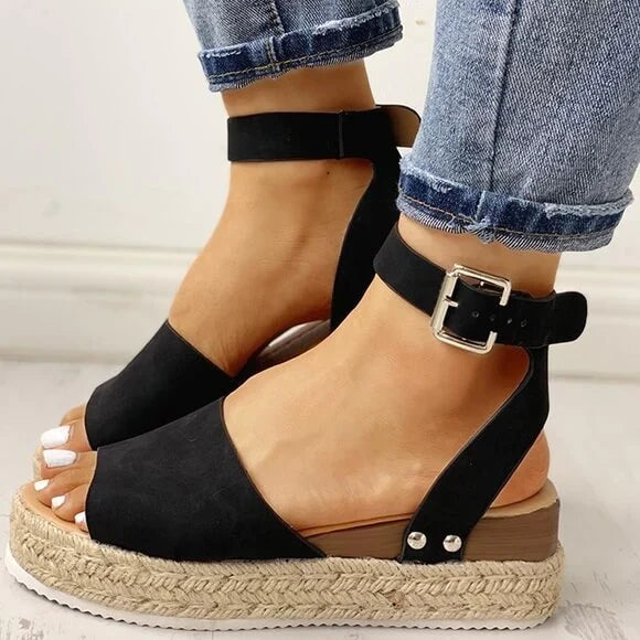 Dames Platformsandalen met Enkelbandje Sleehak 3-5cm Zomer Casual Strandschoen Verstelbaar Comfortabel | Sulvida