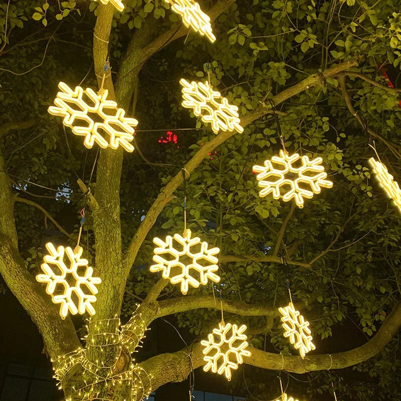 Guirlande de Noël LED suspendue, blanc chaud, pour balcon, jardin et terrasse - éclairage extérieur festif et chaleureux | Sulvida