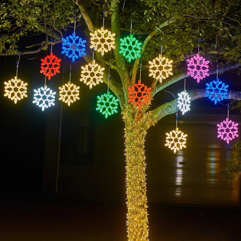 Guirlande de Noël LED suspendue, blanc chaud, pour balcon, jardin et terrasse - éclairage extérieur festif et chaleureux | Sulvida