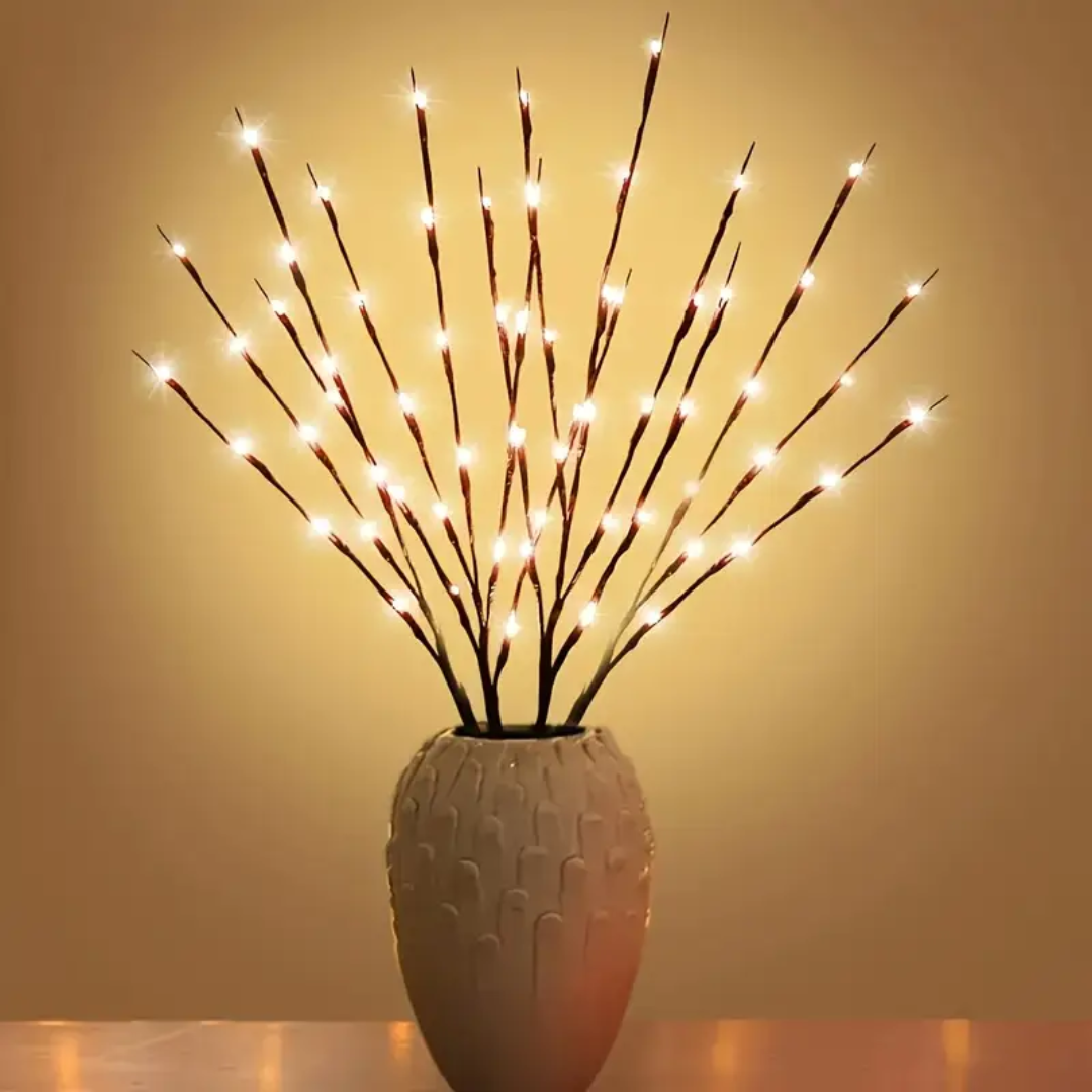 Decoratieve Verlichting op Takken met Bloesemdetail Hout Batterij Set van 2 Sfeervolle Tafellamp Interieur | Sulvida