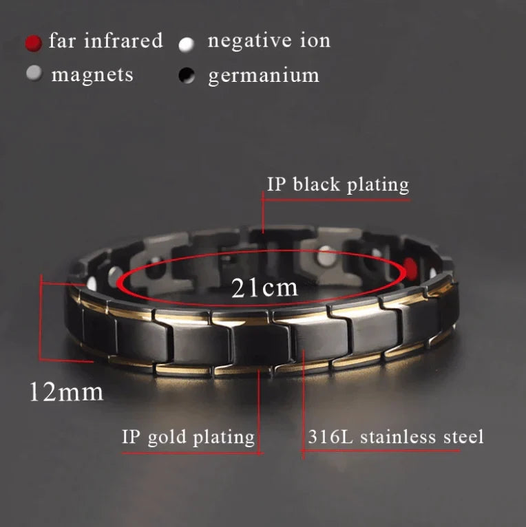 Magnetische Armband Gezondheid Stijlvol Roestvrij Staal Balans Energie Herstel Wellness Design Therapie | Sulvida