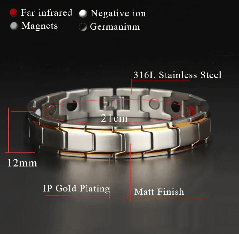 Magnetische Armband Gezondheid Stijlvol Roestvrij Staal Balans Energie Herstel Wellness Design Therapie | Sulvida