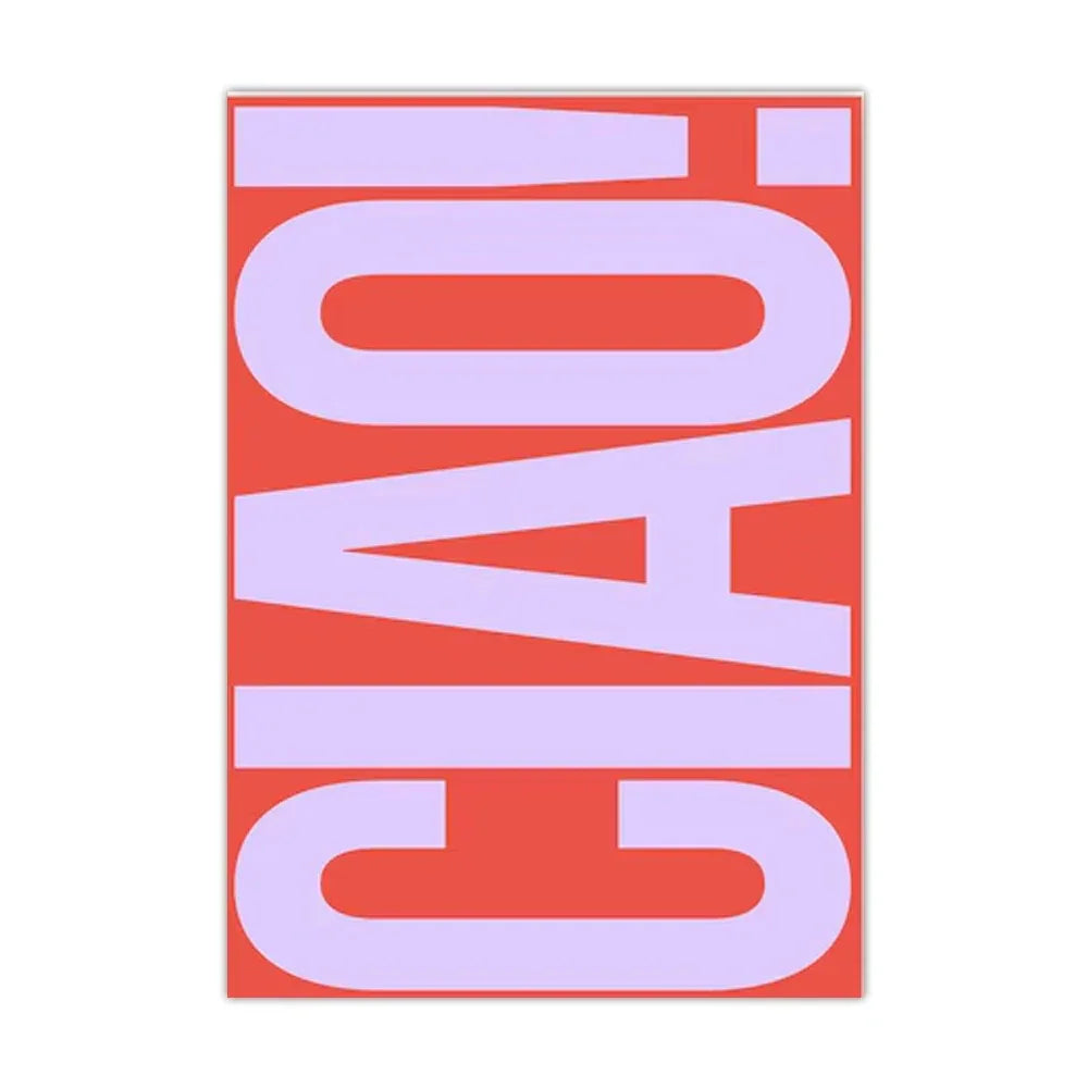 Wanddecoratie Canvas Ciao Met Italiaanse Quote Stijlvol Modern Interieur Decoratieposter Woonkamer Slaapkamer | Sulvida