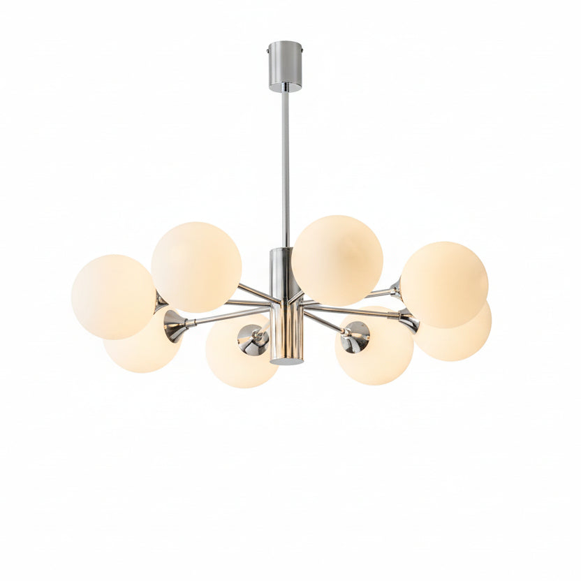 Geometrische Kroonluchter Chroom Mat Glas Eetkamer Woonkamer Entree Bauhaus Design Modern Stijlvol Hanglamp | Sulvida