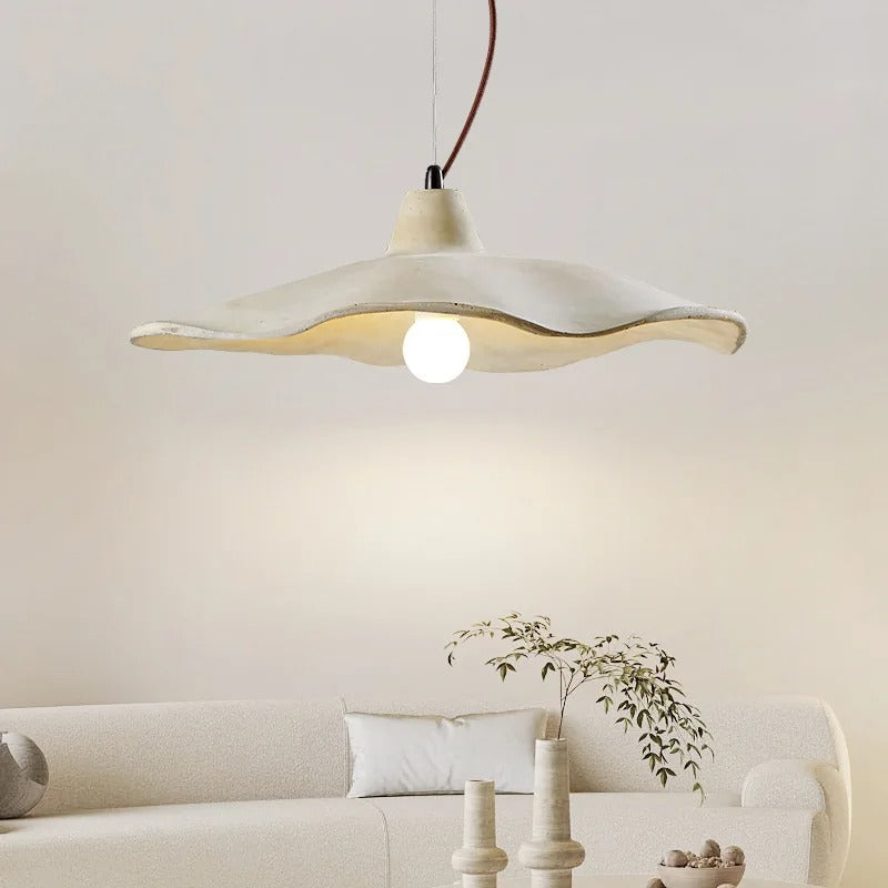 Betonnen Hanglamp met Golvende Rand Keramiek voor Eetkamer Woonkamer Slaapkamer Entree Werkkamer Moderne Verlichting | Sulvida