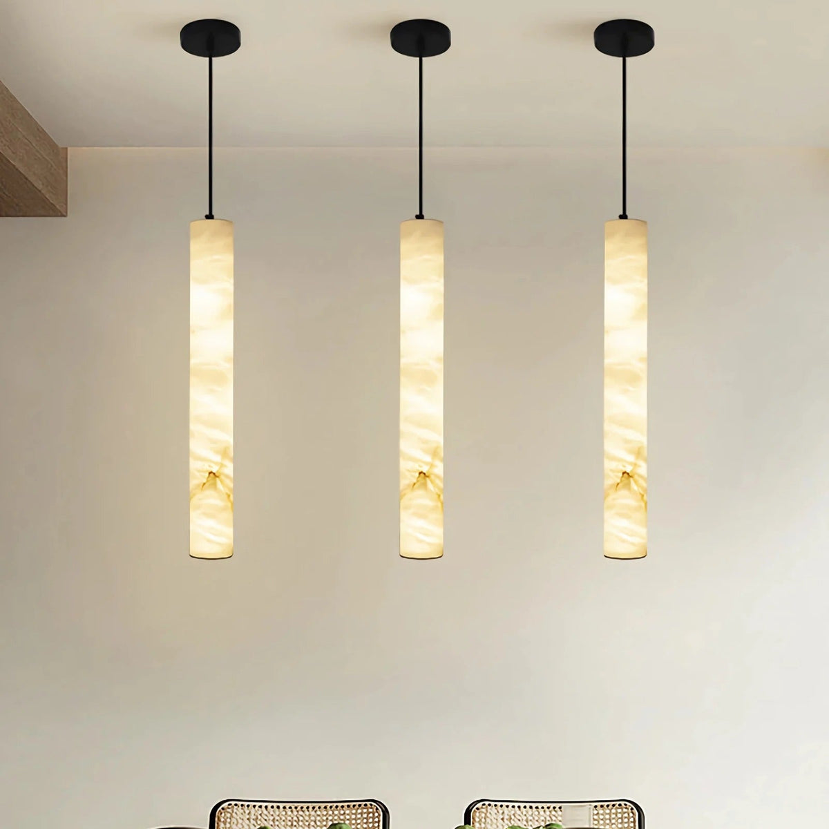 Hanglamp Cilinder Albast Natuursteen LED Warm Licht Keuken Eetkamer Modern Design Verstelbaar Sfeervol | Sulvida