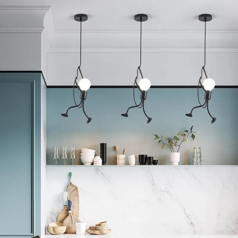 Hanglamp Figuur Metalen Silhouet Zwart Sculptuur Design voor Woonkamer Restaurant Kinderkamer Eetkamer | Sulvida