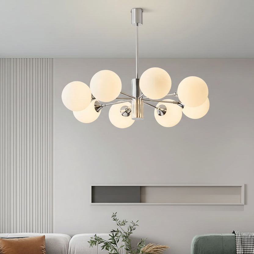 Geometrische Kroonluchter Chroom Mat Glas Eetkamer Woonkamer Entree Bauhaus Design Modern Stijlvol Hanglamp | Sulvida