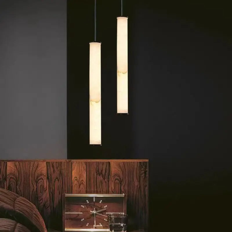 Hanglamp Cilinder Albast Natuursteen LED Warm Licht Keuken Eetkamer Modern Design Verstelbaar Sfeervol | Sulvida