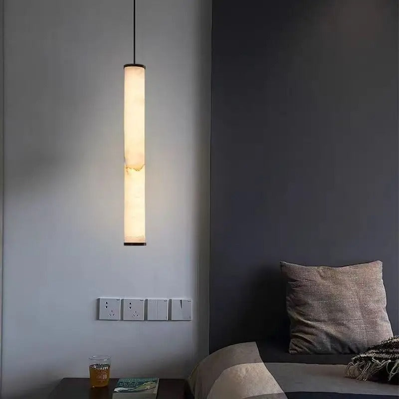 Hanglamp Cilinder Albast Natuursteen LED Warm Licht Keuken Eetkamer Modern Design Verstelbaar Sfeervol | Sulvida