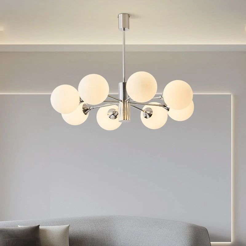 Geometrische Kroonluchter Chroom Mat Glas Eetkamer Woonkamer Entree Bauhaus Design Modern Stijlvol Hanglamp | Sulvida