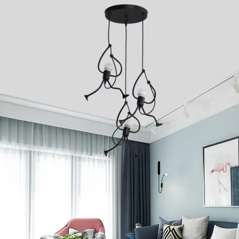 Hanglamp Figuur Metalen Silhouet Zwart Sculptuur Design voor Woonkamer Restaurant Kinderkamer Eetkamer | Sulvida