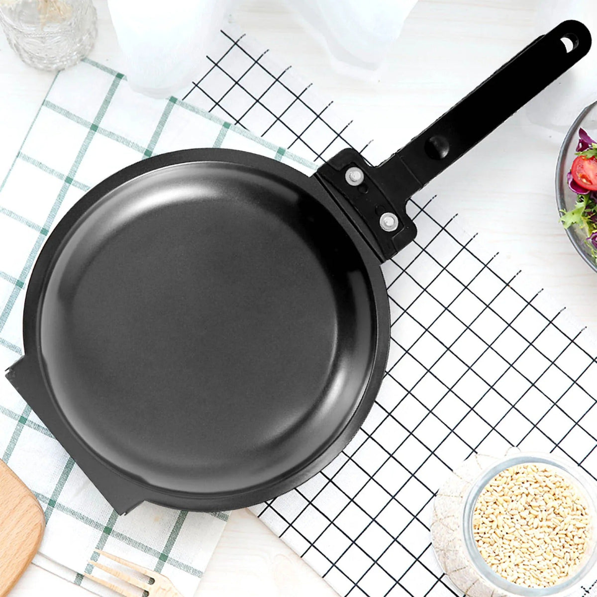 Dubbelzijdige keerpan voor perfecte pannenkoeken antiaanbak aluminium 19 cm diameter praktisch keukengerei | Sulvida