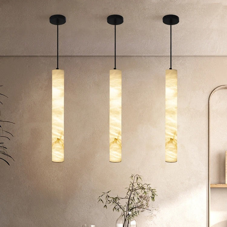 Hanglamp Cilinder Albast Natuursteen LED Warm Licht Keuken Eetkamer Modern Design Verstelbaar Sfeervol | Sulvida