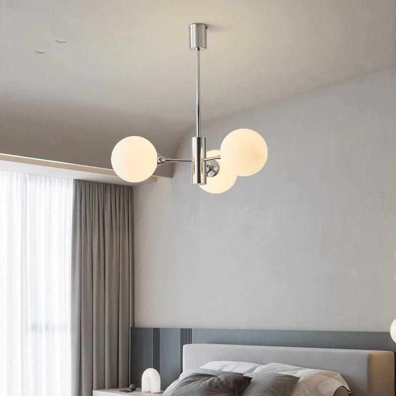 Geometrische Kroonluchter Chroom Mat Glas Eetkamer Woonkamer Entree Bauhaus Design Modern Stijlvol Hanglamp | Sulvida
