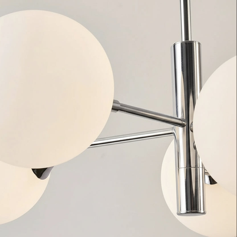Geometrische Kroonluchter Chroom Mat Glas Eetkamer Woonkamer Entree Bauhaus Design Modern Stijlvol Hanglamp | Sulvida