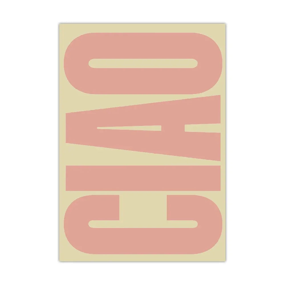 Wanddecoratie Canvas Ciao Met Italiaanse Quote Stijlvol Modern Interieur Decoratieposter Woonkamer Slaapkamer | Sulvida