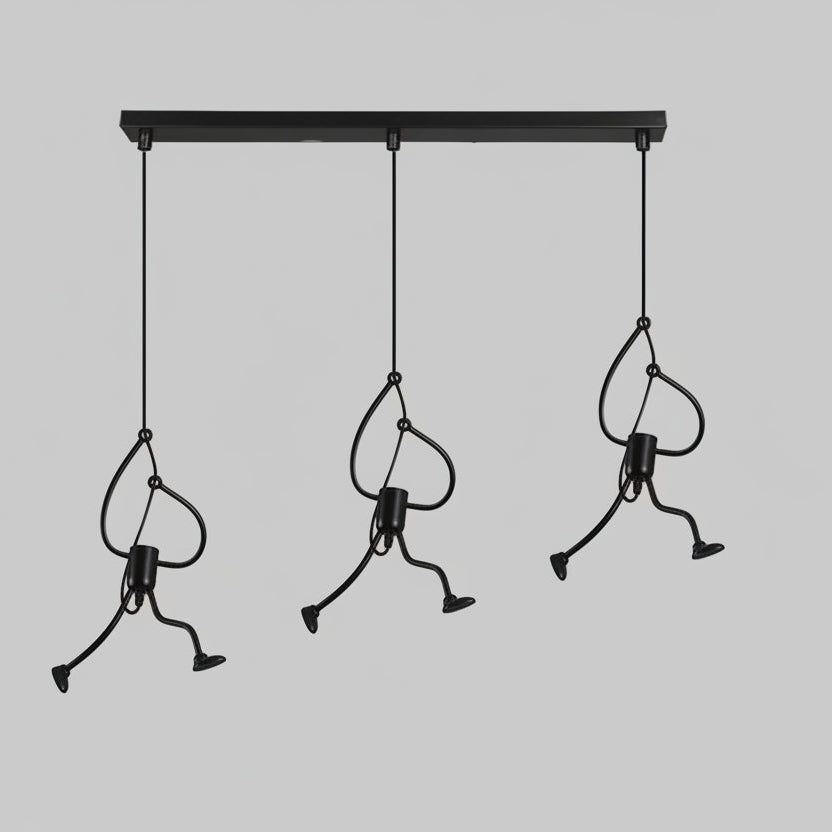 Hanglamp Figuur Metalen Silhouet Zwart Sculptuur Design voor Woonkamer Restaurant Kinderkamer Eetkamer | Sulvida